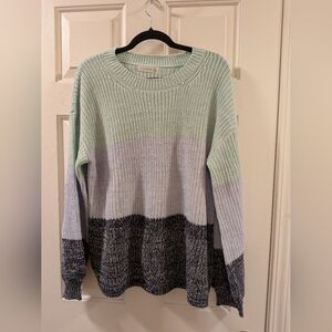Retrelogy Mint and Gray Colorblock Sweater